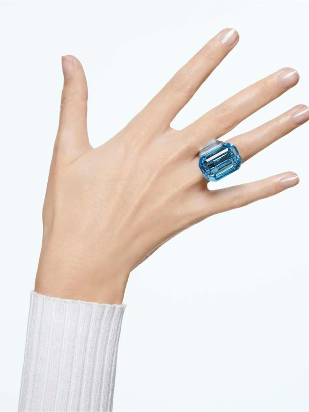 Swarovski Blue Emerald-Cut Lucent Cocktail Ring Octagon Cut, Blue
